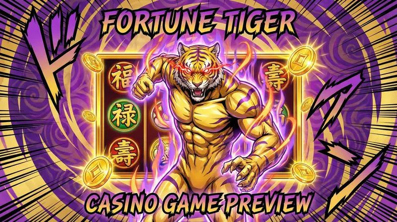 Fortune Tiger - Tigre dourado poderoso com símbolos de fortuna chinesa